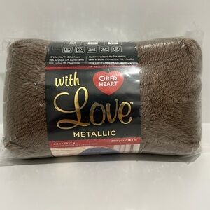 Red Heart With Love Metallic in Taupe 4.5 oz 200 yds Lot Y3803 NEW
